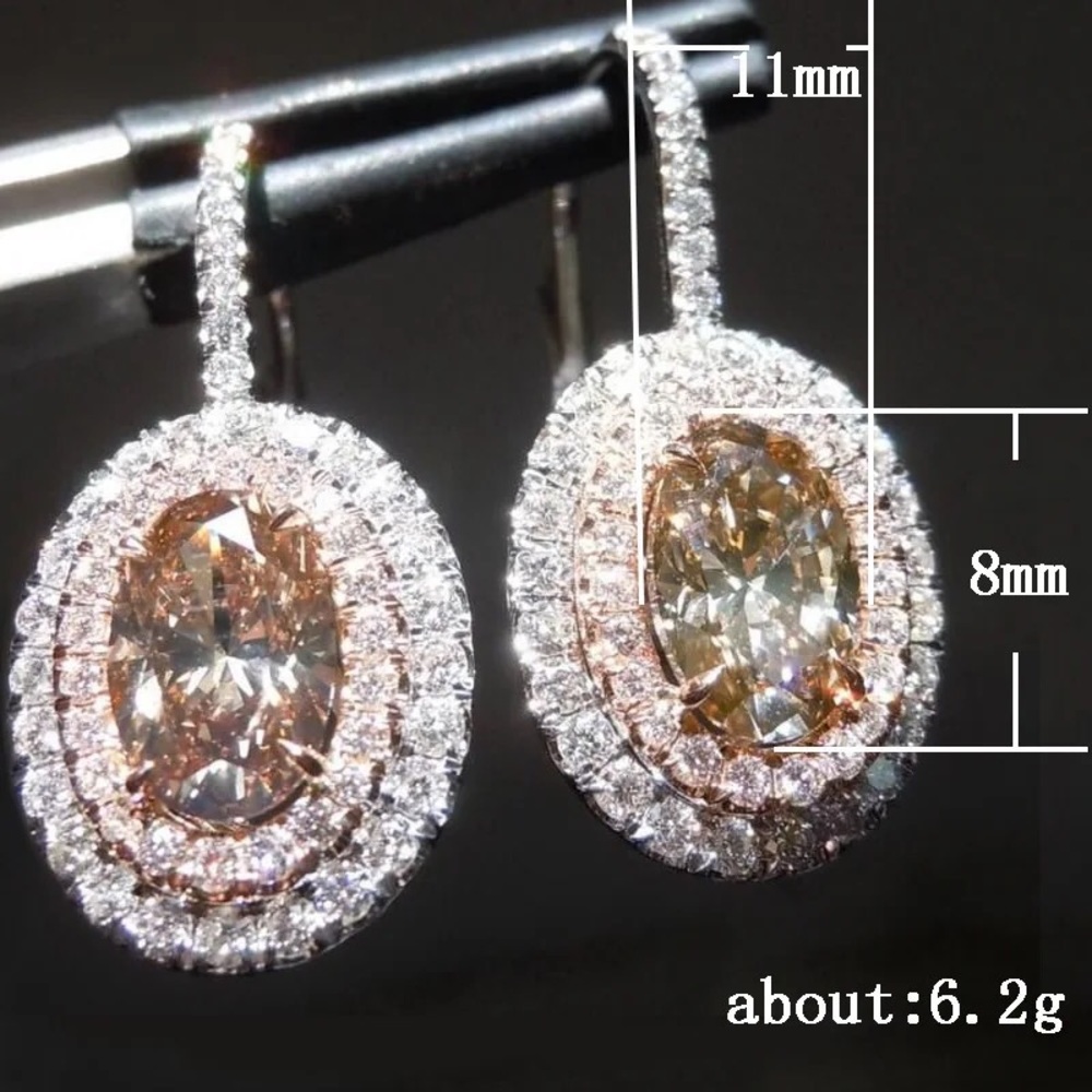 NEW 925 STERLING SILVER OVAL MORGANITE DROP HOOP EARRINGS - Picture 5 of 5